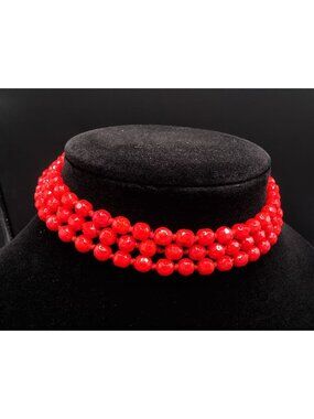 Vintage 1950s-1960s WEST GERMANY Red Choker Necklace